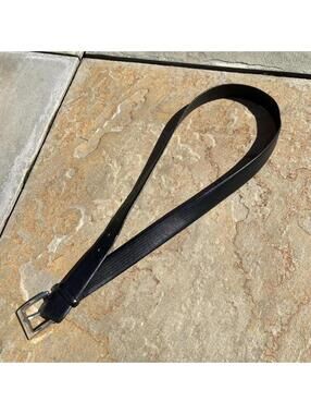 Vintage 90s Black Embossed Leather Belt Made in Italy